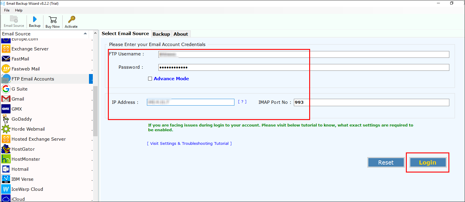 Import FTP Webmail Server to Google account