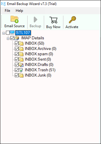 Check desired email folder