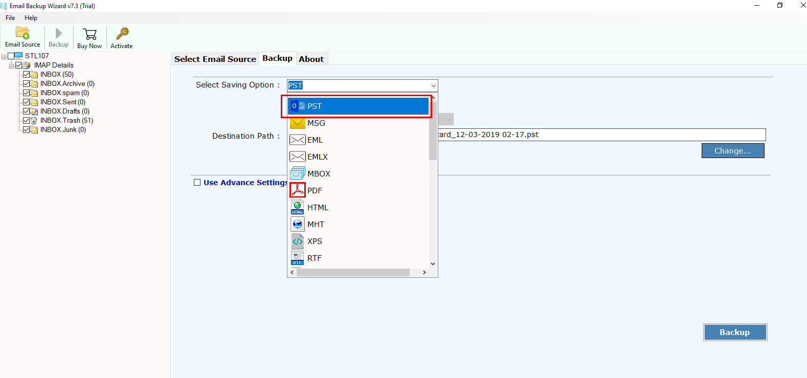 choose PST format