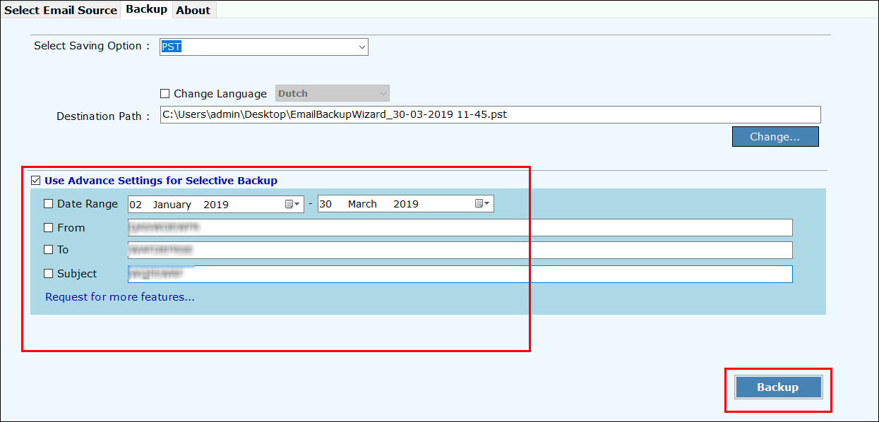 Backup Axigen to PST