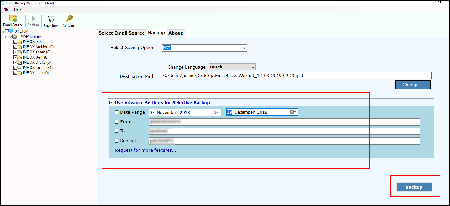 migrate selective emails