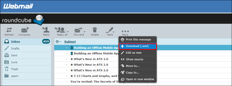 Roundcube webmail настройка outlook