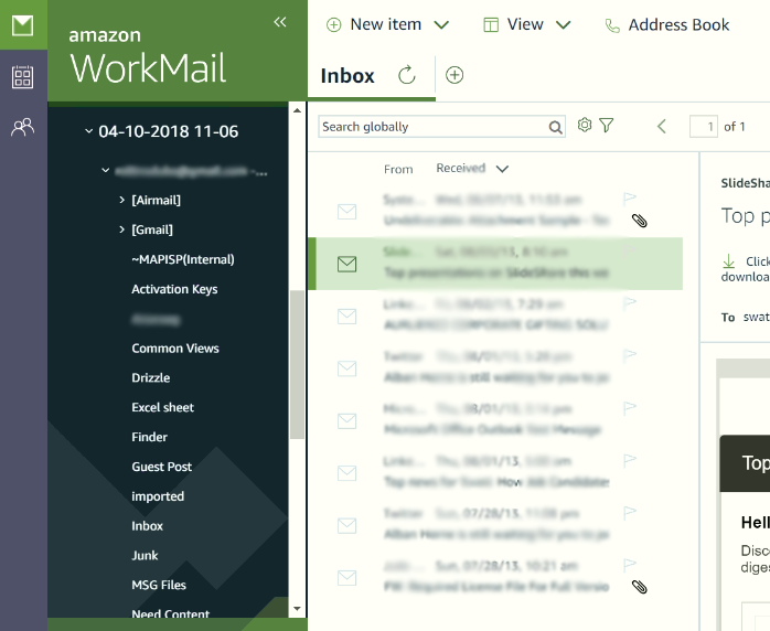 login to workmail account