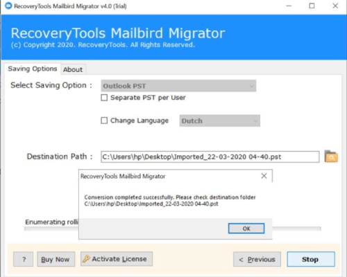 migrating mail into outlook from mailbird