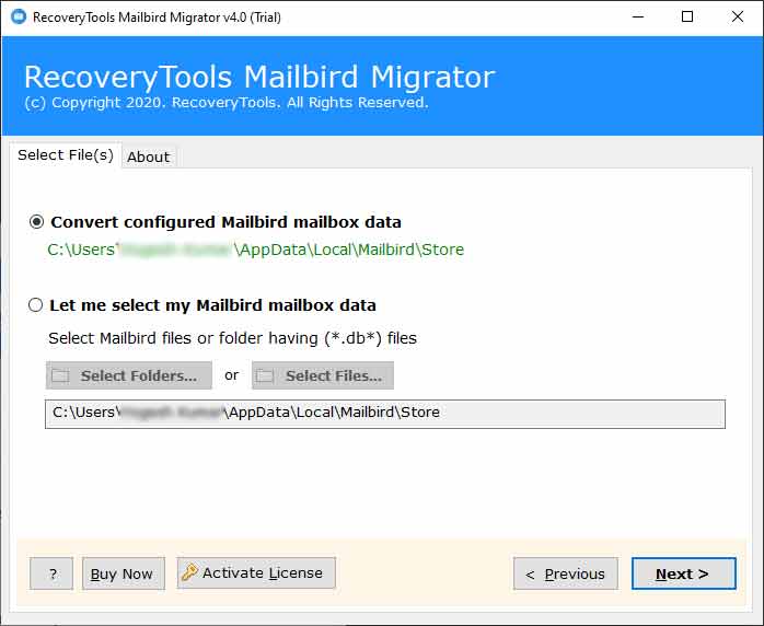 mailbird storage location