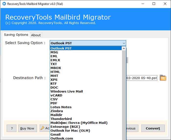 how to change storage location for mailbird